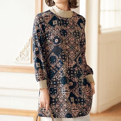 BELLUNA（ベルーナ）の「レース使いプリントチュニック（チュニック）」