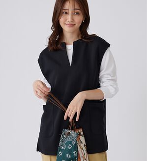 BELLUNA（ベルーナ）の「【2点セット】静電気防止インナー付ベストアンサンブル（アンサンブル）」｜黒