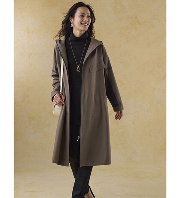 BELLUNA（ベルーナ）の「メモリー調素材配色切替デザインコート（ロングコート）」｜詳細画像