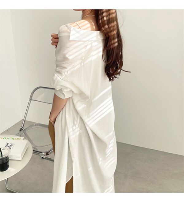 GeeRA（ジーラ）の「スリット入りロングシャツワンピース（シャツワンピース）」｜詳細画像