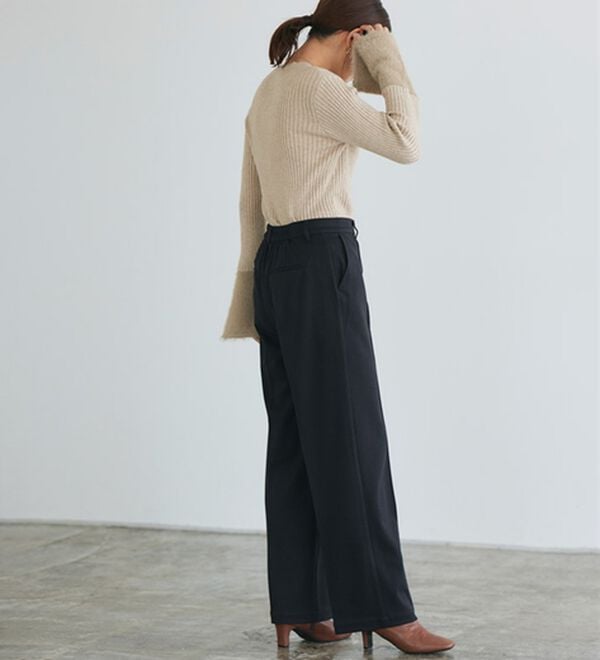 Pierrot（ピエロ）の「カシミヤタッチセミルーズストレートパンツ（フルレングスパンツ）」｜詳細画像