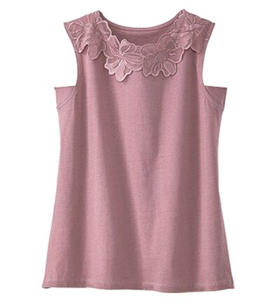 BELLUNA（ベルーナ）の「綿１００％脇汗対策フラワーレースタンクトップ（タンクトップ・キャミソール）」