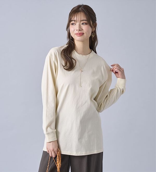 BELLUNA（ベルーナ）の「強撚綿１００％長袖プルオーバー（カットソー）」｜詳細画像