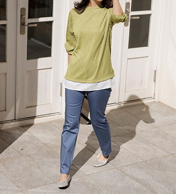 BELLUNA（ベルーナ）の「裾切替波柄ジャカード素材プルオーバー（カットソー）」｜詳細画像