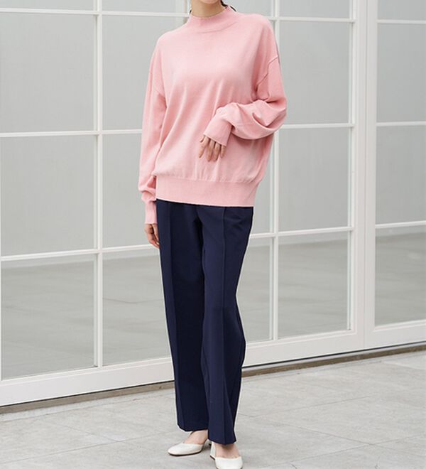 RANAN（ラナン）の「もちもちベーシックニット（Vネック・ハイネック）（ニット・セーター）」｜詳細画像