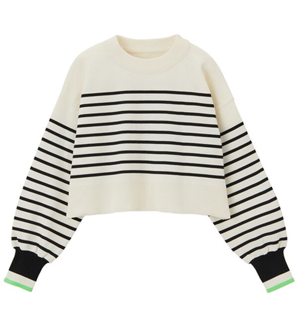 GeeRA（ジーラ）の「さらっと素材パネルボーダーショートニット（ニット・セーター）」｜詳細画像