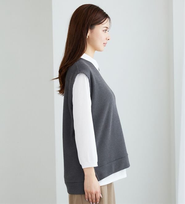 BELLUNA（ベルーナ）の「【新色追加】&ldquo;2点セット&rdquo;あぜ素材ベストアンサンブル（アンサンブル）」｜詳細画像