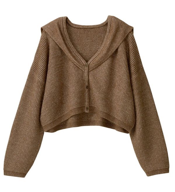 GeeRA（ジーラ）の「セーラーカラーショート丈ニット（ニットカーディガン）」｜詳細画像