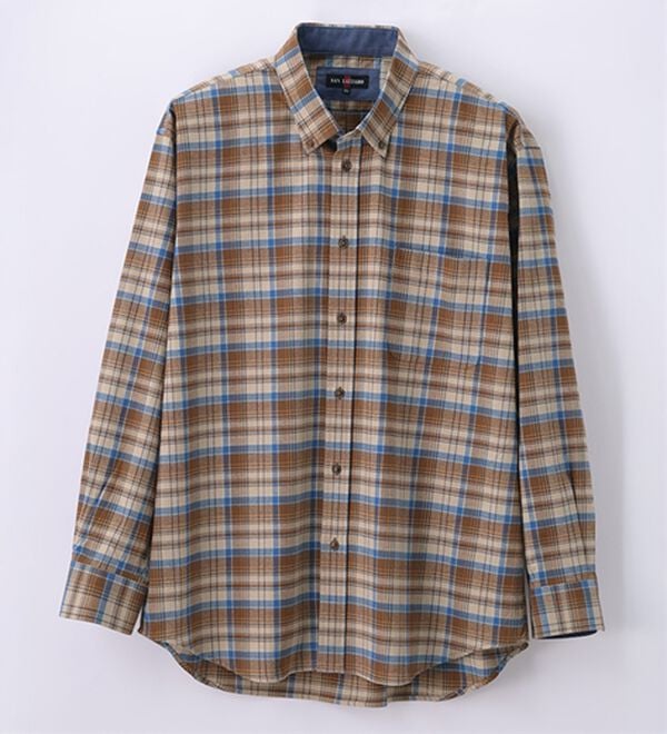 「着心地快適ストレッチネルシャツ（メンズシャツ）」｜ベージュチェック