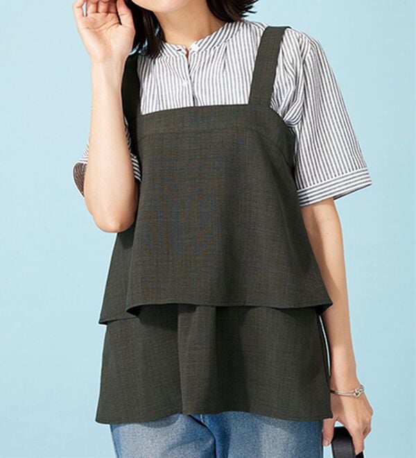 BELLUNA（ベルーナ）の「サラリ麻調素材ビスチェセットアップ（セットアップ）」｜詳細画像