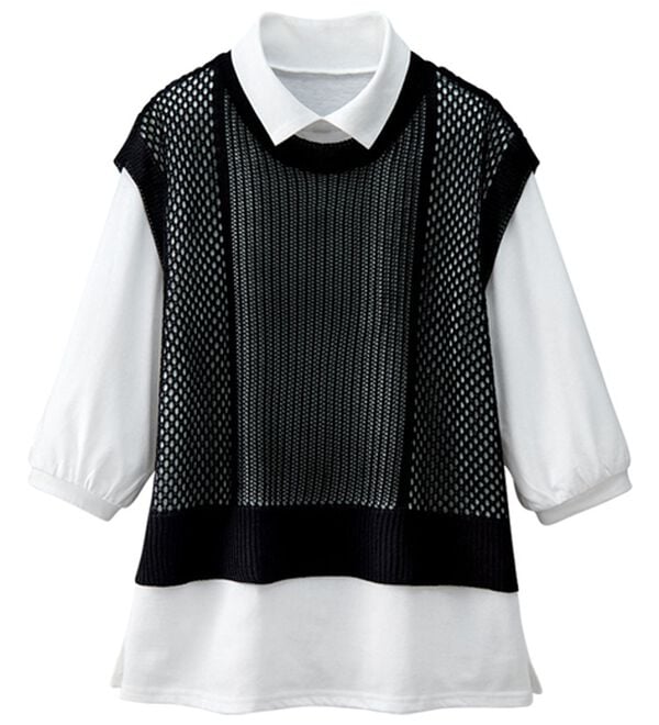 BELLUNA（ベルーナ）の「透かし編ニットベストアンサンブル（アンサンブル）」｜詳細画像