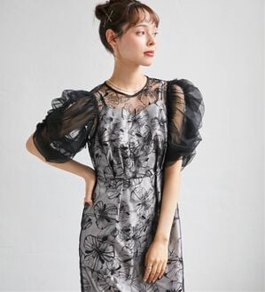 RANAN（ラナン）の「3way袖取り外し可能フェザーレースドレス（その他ワンピース）」｜ブラック系