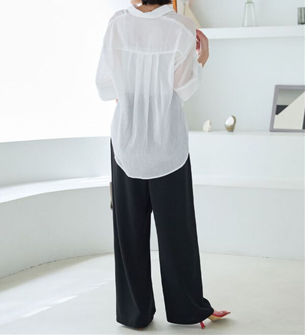 BELLUNA（ベルーナ）の「シャリさら！快適ドロストワイドパンツ（ワイドパンツ・ガウチョ）」｜詳細画像