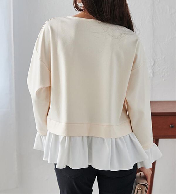 RANAN（ラナン）の「＜ＨＳ＞重ね着風配色フリルプルオーバー（カットソー）」｜詳細画像