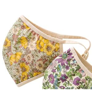 「リバティプリント・コットン耳が痛くなりにくいマスク・マスクケース（衛生用品・マスク）」｜イエロー系