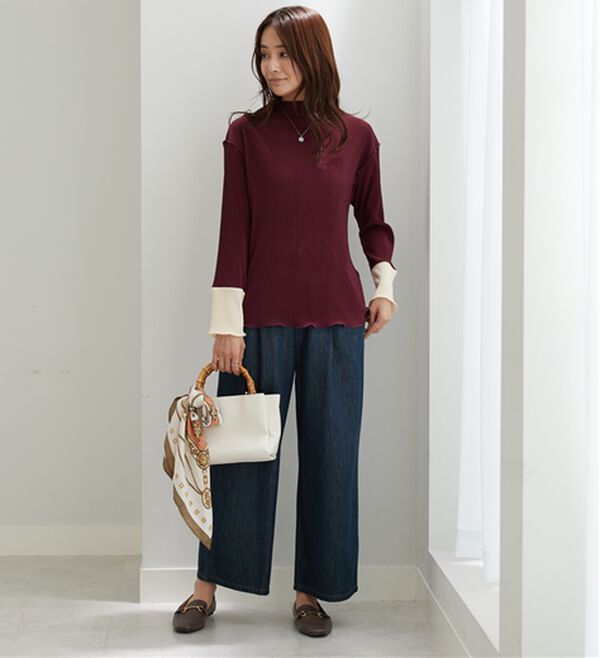 BELLUNA（ベルーナ）の「プリーツ素材配色デザインプルオーバー（カットソー）」｜詳細画像