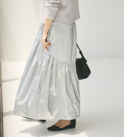 RANAN（ラナン）の「メタリックラウンドティアードスカート（ロングスカート）」