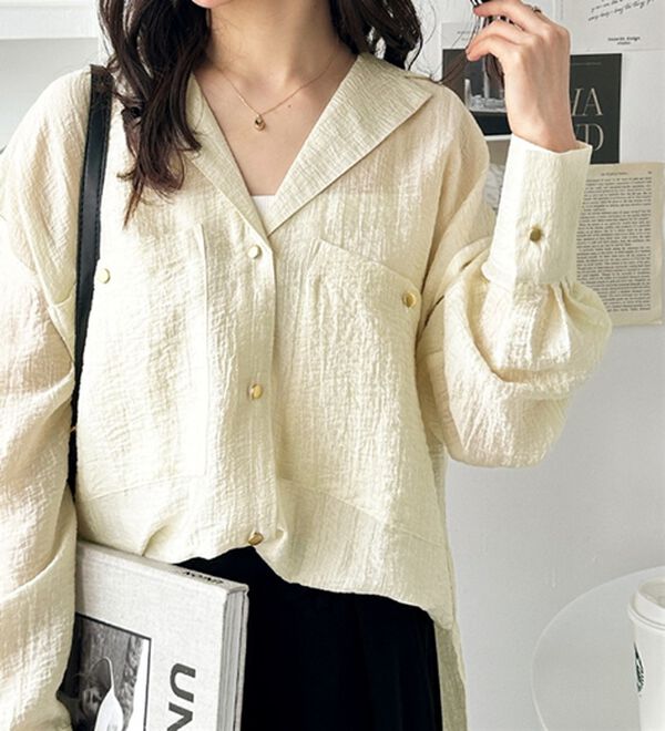 GeeRA（ジーラ）の「しぼ感素材開衿シャツ（シャツ）」｜詳細画像