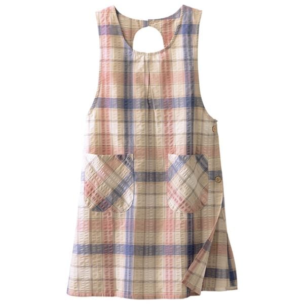 LAVIENNE（ラヴィエンヌ）の「【３色組】サッカー素材の涼やかチェックエプロン（エプロン）」｜詳細画像