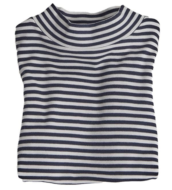 BELLUNA（ベルーナ）の「【選べる衿】肌に優しい綿１００％暖か発熱素材プルオーバー＜ベルホット　コットン＞（カットソー）」｜ボーダー(白／紺)