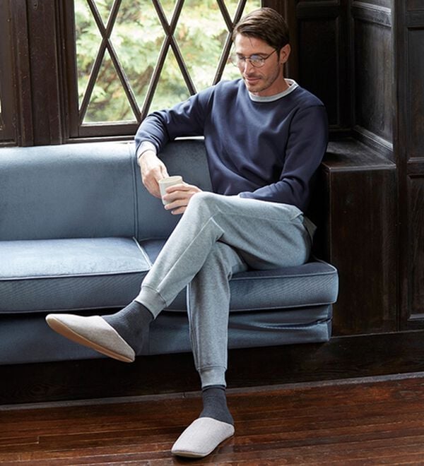 「＜シンプル＆プラス＞裏起毛スウェット上下セット（メンズルームウェア）」｜詳細画像