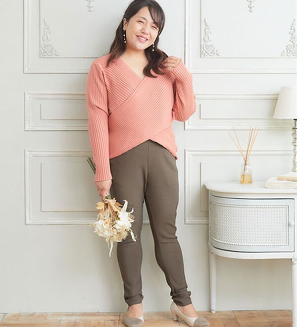 A HAPPY MARILYN（アハッピーマリリン）の「【Ｌ～８Ｌ／選べるデザイン】ストレッチ裏起毛美脚パンツ（テーパードパンツ）」｜詳細画像