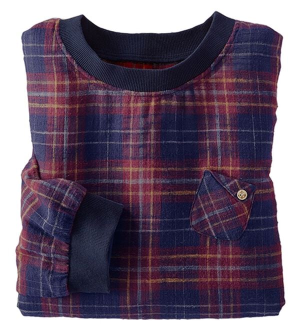 BELLUNA（ベルーナ）の「スラブ素材リブ使いブラウス（ブラウス）」｜レッド系チェック