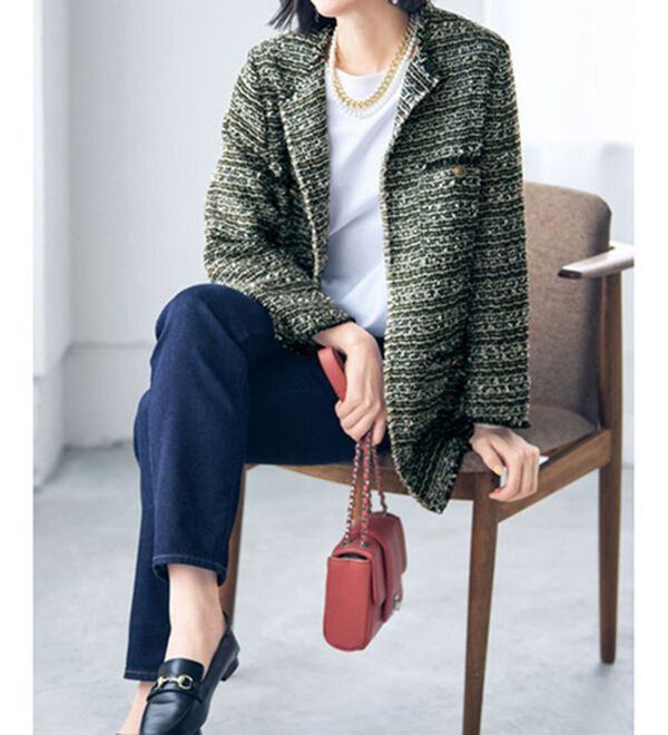 VINNO（ヴィノ）の「＜日本製生地＞ツイードジャケット（その他ジャケット）」｜詳細画像