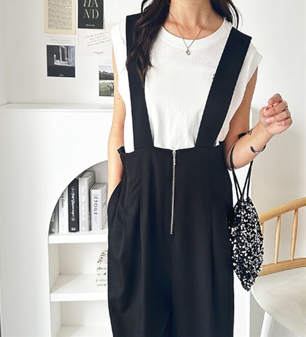 GeeRA（ジーラ）の「フロントジップハイウエストサロペット（オールインワン）」｜詳細画像