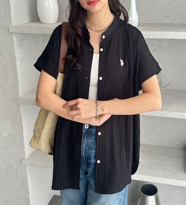 GeeRA（ジーラ）の「【ＵＳ．ＰＯＬＯ．ＡＳＳＮ】ポコポコ素材フレンチスリーブシャツ（シャツ）」｜詳細画像