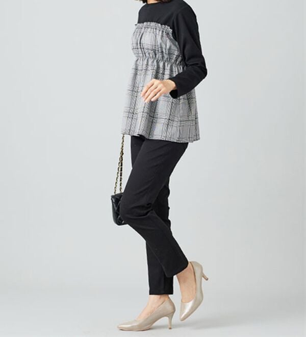 BELLUNA（ベルーナ）の「チェック柄ビスチェドッキングプルオーバー（カットソー）」｜詳細画像