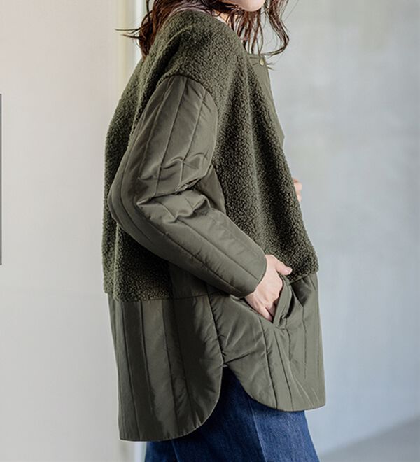 BELLUNA（ベルーナ）の「ボア切替キルトデザインミドル丈コート（ハーフコート）」｜詳細画像