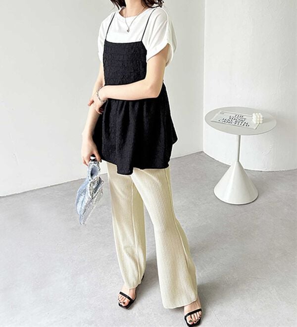 GeeRA（ジーラ）の「セルフカット美脚魅せセミフレアパンツ（フルレングスパンツ）」｜詳細画像