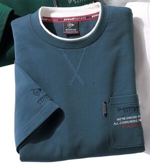 「＜ダンロップ・リファインド＞ゆったり７分袖ライトトレーナー（メンズトレーナー）」｜ブルー