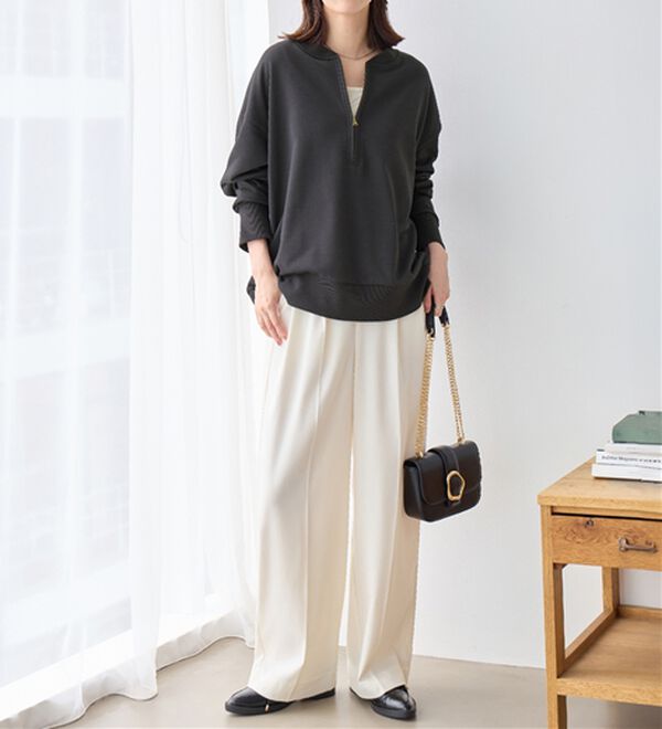 Viola e Viola（ヴィオラ エ ヴィオラ）の「抜け感！ハーフジップ大人スウェット（トレーナー・スウェット）」｜詳細画像