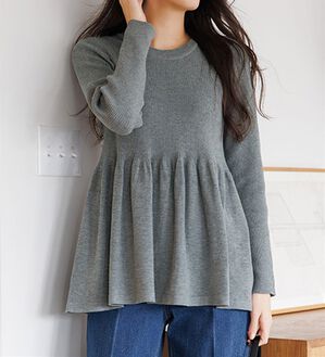 RANAN（ラナン）の「リブ切替ペプラムニット（ニット・セーター）」｜グレー