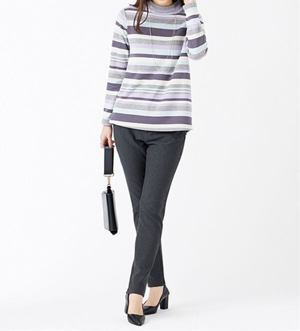 BELLUNA（ベルーナ）の「ウエストらくらく！ふっくら裏起毛ストレッチパンツ（フルレングスパンツ）」｜詳細画像