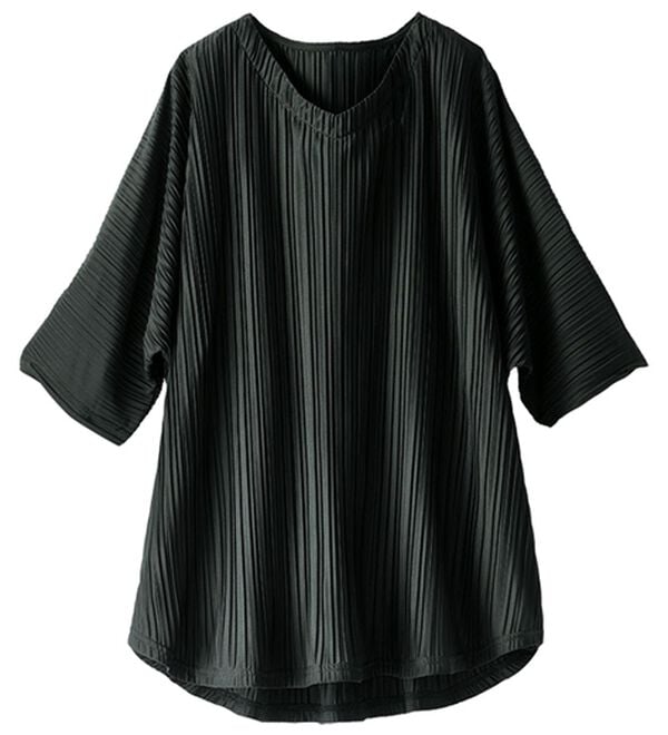 BELLUNA（ベルーナ）の「ゆったり快適プリーツチュニック（チュニック）」｜黒