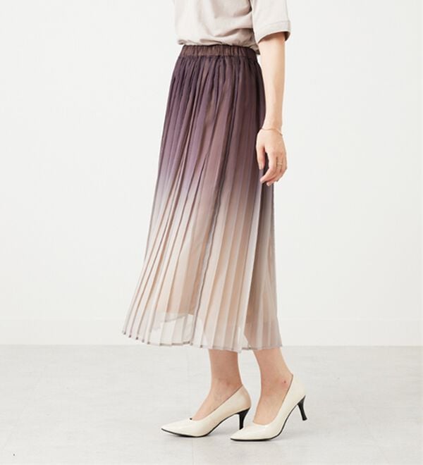 BELLUNA（ベルーナ）の「プリーツデザイングラデーションスカート（ロングスカート）」｜詳細画像