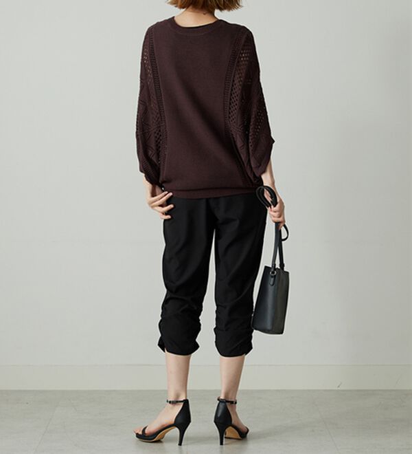 BELLUNA（ベルーナ）の「【接触冷感/UVカット/吸水速乾/軽量】ヒンヤリ＆速乾！裾くしゅクロップドパンツ（クロップドパンツ）」｜詳細画像