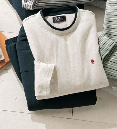 「＜ポロ・ビーシーエス＞綿１００％ブランド長袖パジャマ（メンズルームウェア）」