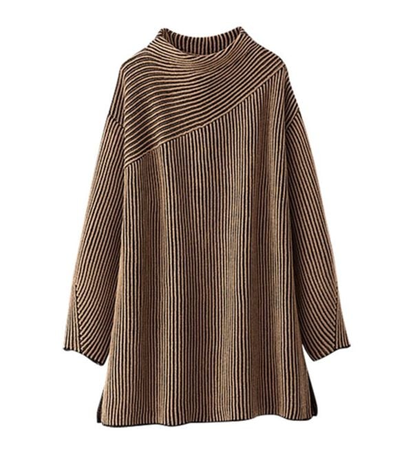 BELLUNA（ベルーナ）の「ストライプジャカード切替チュニック（チュニック）」｜詳細画像