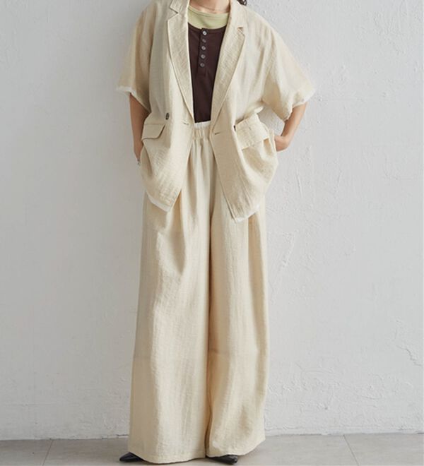 RANAN（ラナン）の「ダブルウエストシアーイージーパンツ（ワイドパンツ・ガウチョ）」｜詳細画像