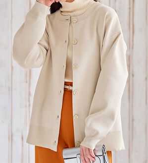 BELLUNA（ベルーナ）の「洗える！軽い！配色使いニットカーディガン（ニットカーディガン）」｜アイボリー