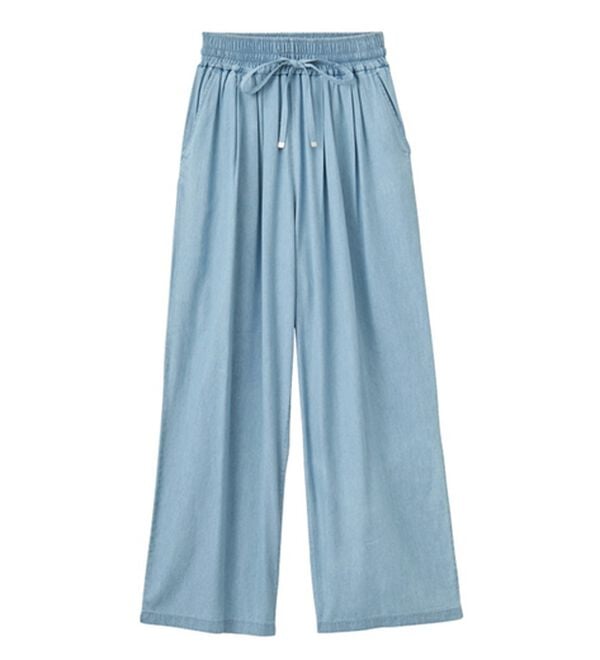 GeeRA（ジーラ）の「【接触冷感】穿いて感激！キレイ見えする楽ちんワイドデニムパンツ（ワイドパンツ・ガウチョ）」｜詳細画像