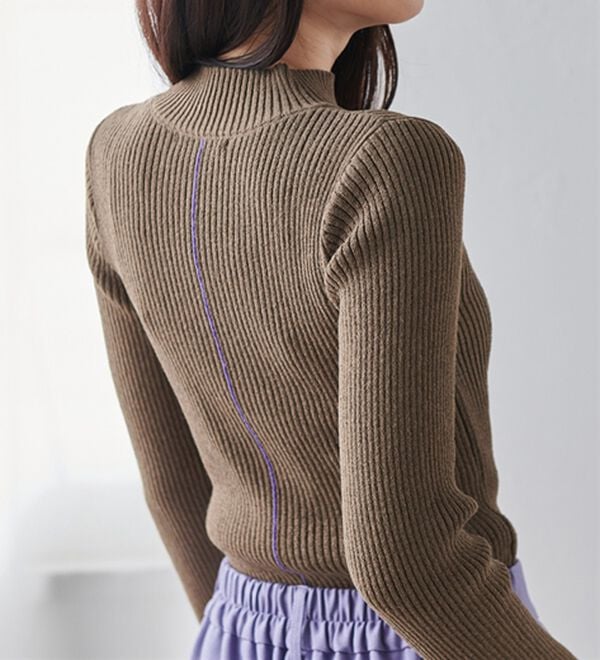 RANAN（ラナン）の「もちもちリブパイピングハイネックニット（ニット・セーター）」｜詳細画像