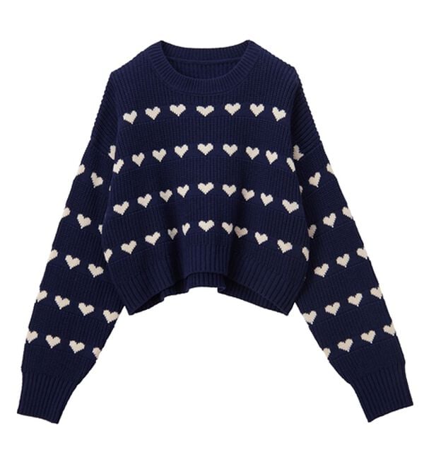 RANAN（ラナン）の「ハートライン柄ニットプルオーバー（ニット・セーター）」｜詳細画像