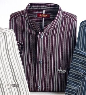 「＜デコイ＞エレガント５分袖スタンドシャツ（メンズシャツ）」｜ワイン