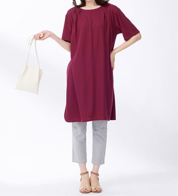 BELLUNA（ベルーナ）の「かのこ素材肩タックデザインワンピース（チュニック）」｜詳細画像