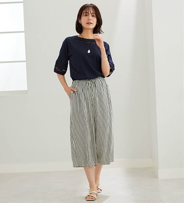 BELLUNA（ベルーナ）の「ひんやり！レーヨン素材楽ステテコ（ワイドパンツ・ガウチョ）」｜詳細画像